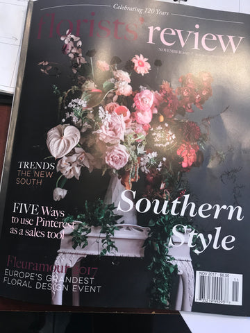 cover of florist review magazine featuring atlanta luxury florist christy hulsey