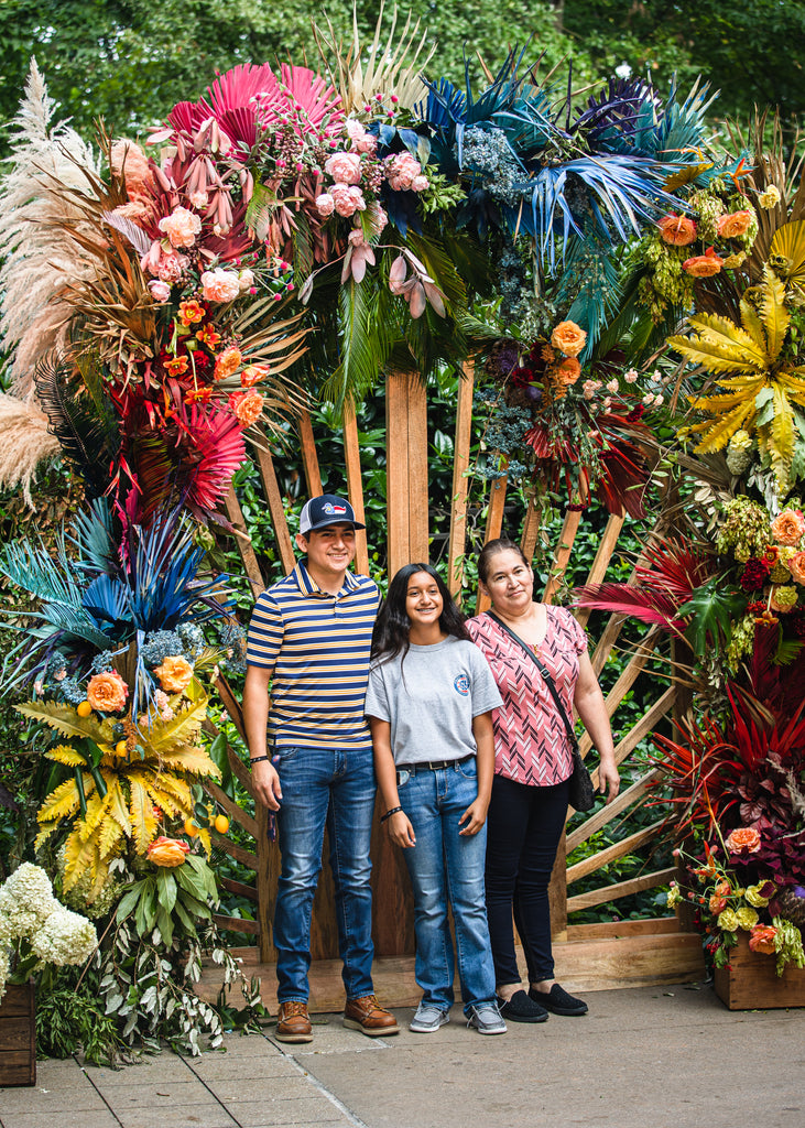 Colorful Luxury Event Arbor made of Dried and Fresh Botanicals by Christy GRienr Hulsey and Colonial House of Flowers at Atlanta Botanical Garden in Georgia, USA