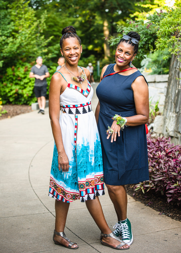 Two Black Women Making Succulent Jewelry with Colonial House of Flowers in Atlanta, Georgia, 