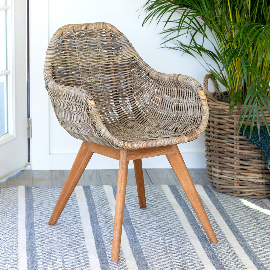 Rattan Lounge Chair on a blue rug