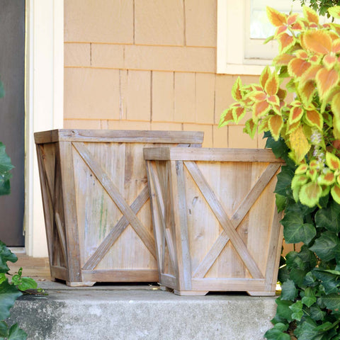 Shop Reclaimed Wood Metal Planters for Home & Garden Decor at Colonial House of Flowers