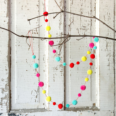 Colorful Felt Pom Christmas Garland