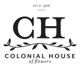 Black and White Square Shape Colonial House of Flowers Logo
