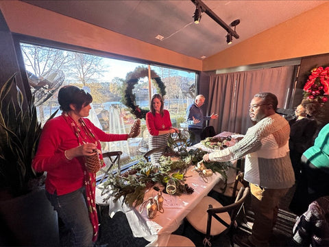 corporate group business wreath workshop at rays on the river atlanta