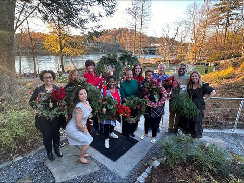 corporate group business wreath workshop at rays on the river atlanta