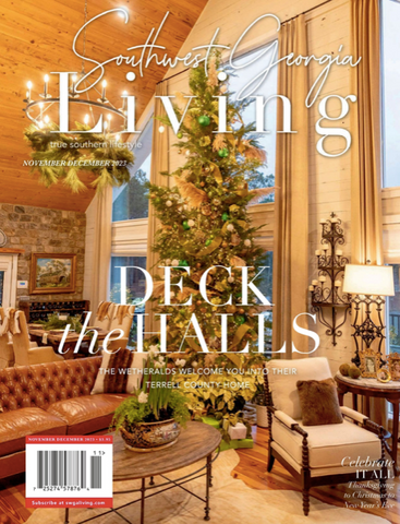 cover of luxury lifestyle magazine with christmas holiday decor southwest georgia living