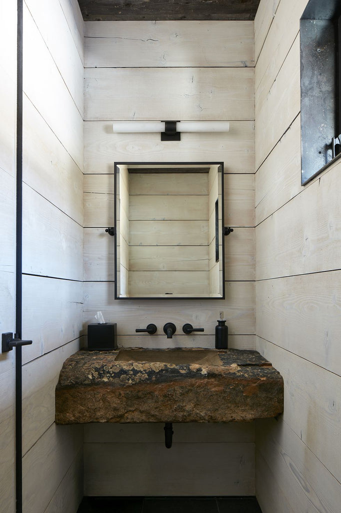 Stone Sink in Bathroom with White Walls in Montana