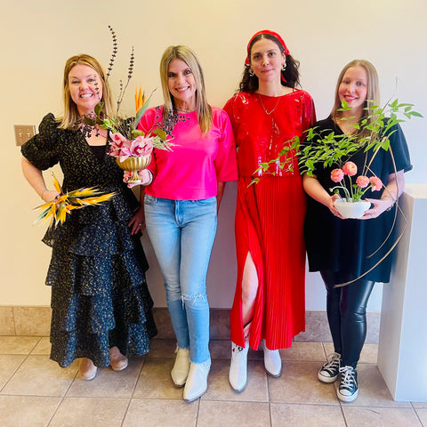 four women at art flower workshop in dothan Alabama