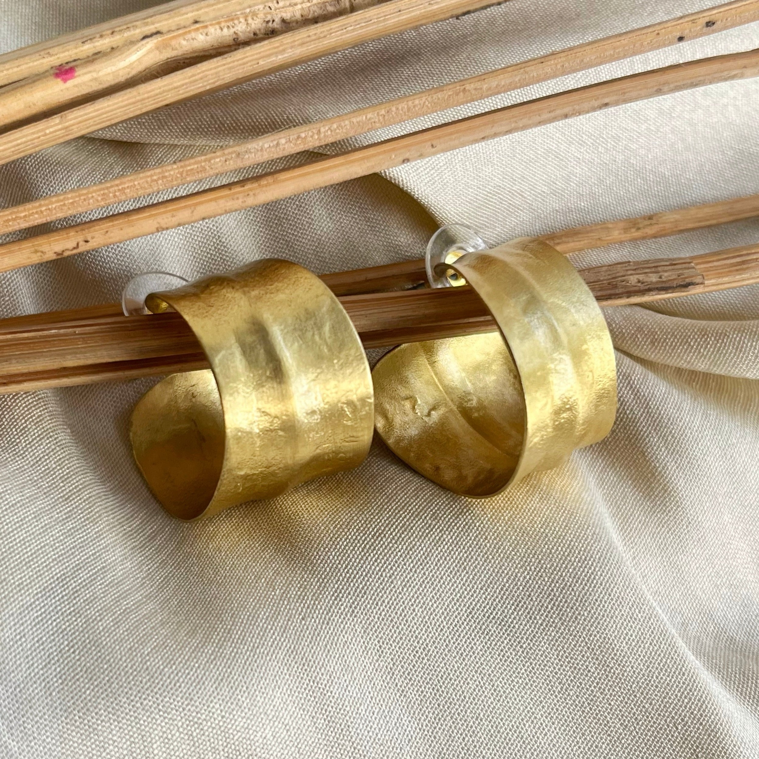 Hannah Handmade Brass Hoops