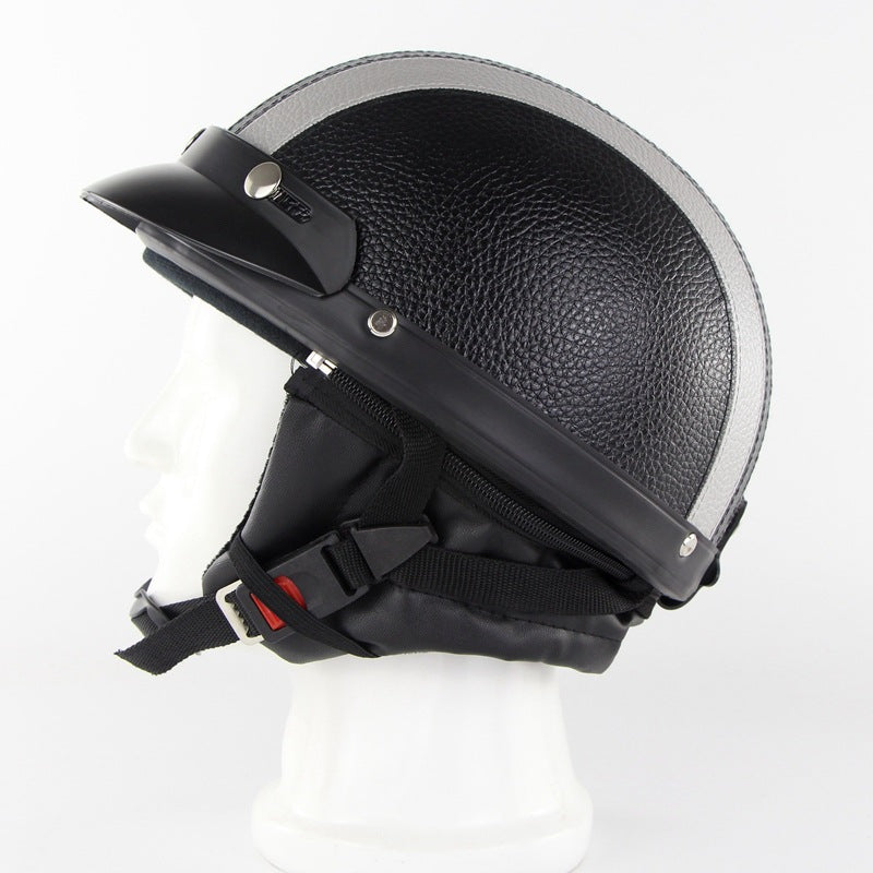 DSR Vintage Saddle Open Face Half Helmet with Harley Sotail Dyna Sporter  Style DOT Matte Black Goggles Generic Motorcycle Bike Half Open Face