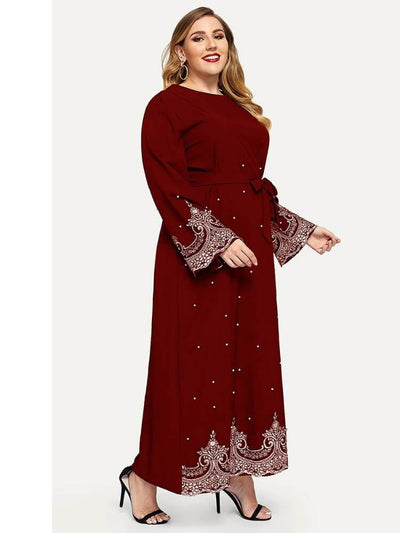 Embroidered Beaded Long Sleeved Dress