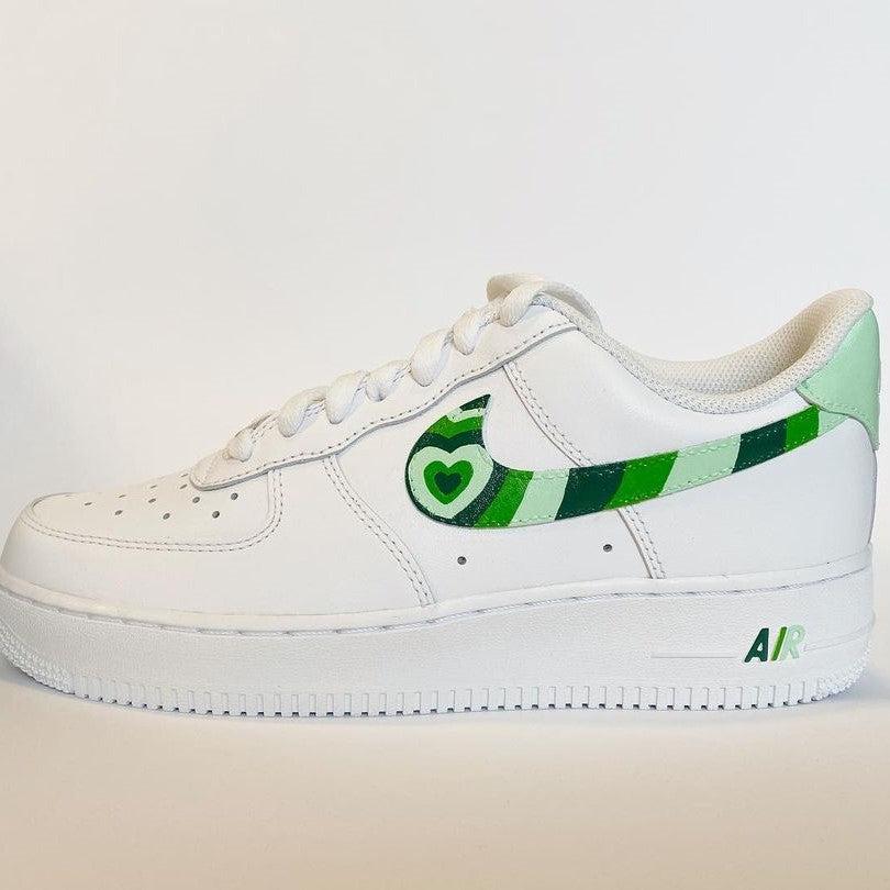 Nike Air Force 1 Custom Shoes Beige Mint Green Swoosh Sneakers All