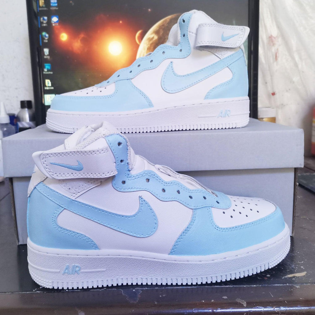 Custom Air Force 1 Mid Baby Blue-shecustomize