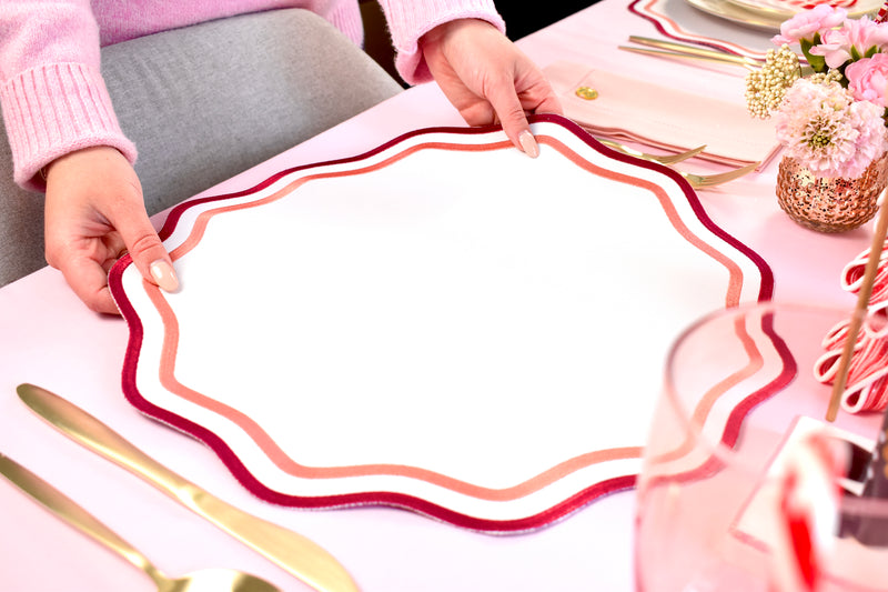 Alice Placemat: White, Burgundy and Blush Pink