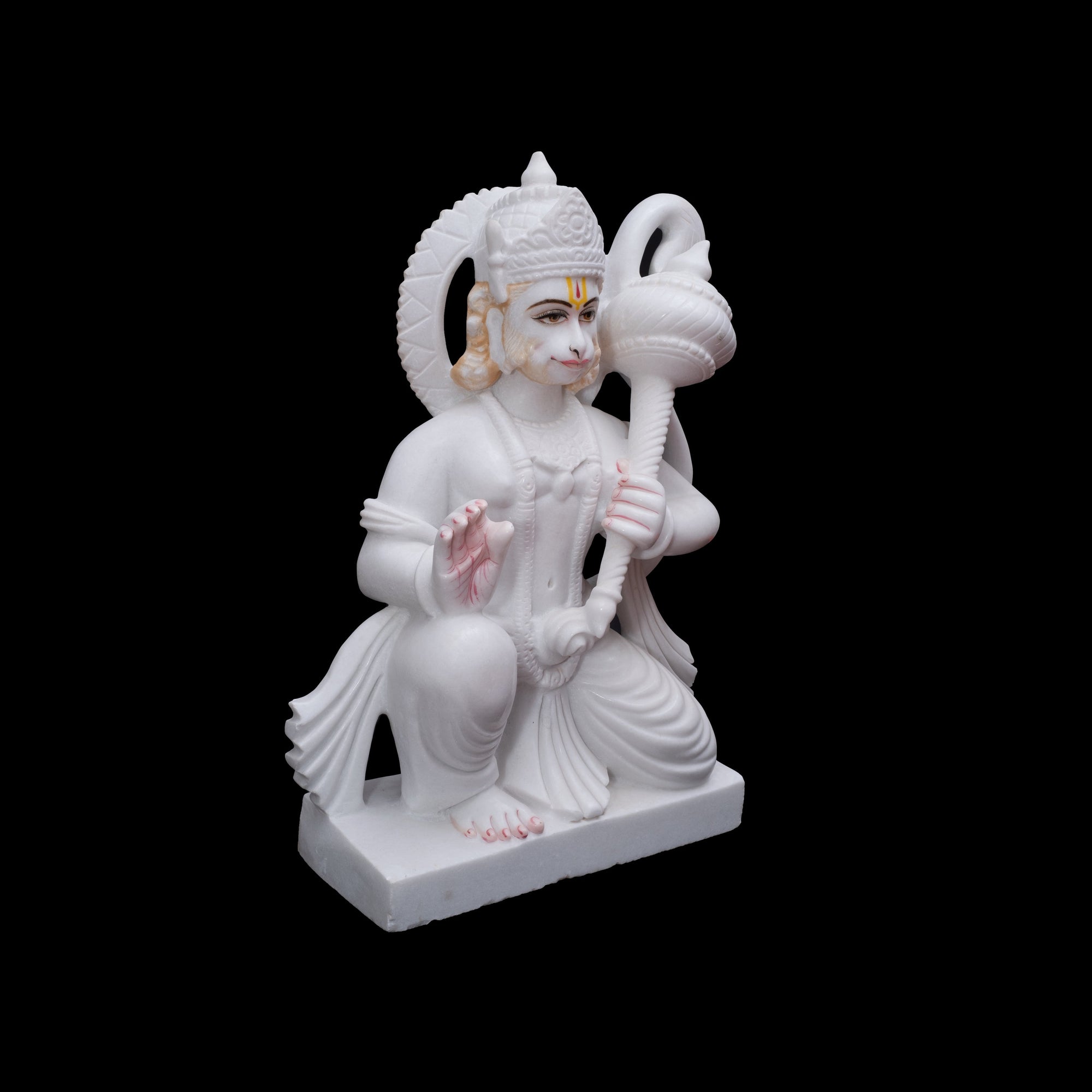 Marble Lord Hanuman Statue In Sitting Position With Giving Aashirwaad/ -  The Star Murti Museum