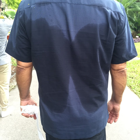 photo of Ruben sweating in the shape of a butterfly