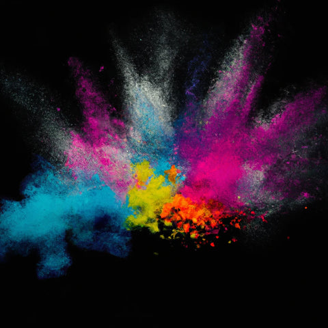 colorful powder in black background