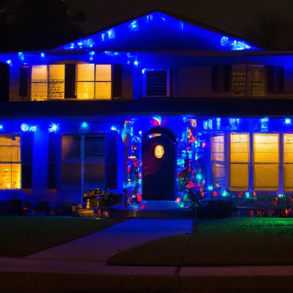 festive display with roofline lights