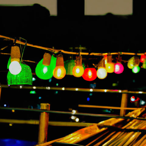 mains-powered festoon lights in multiple colors
