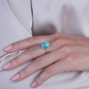 silver ring with turquoise stone Indira Bijoux