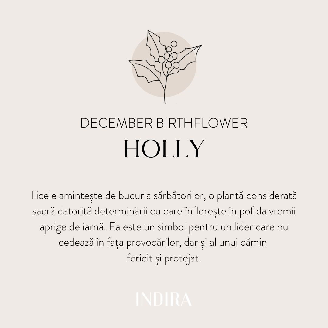 Colier din argint Birth Flower Golden - December Holly