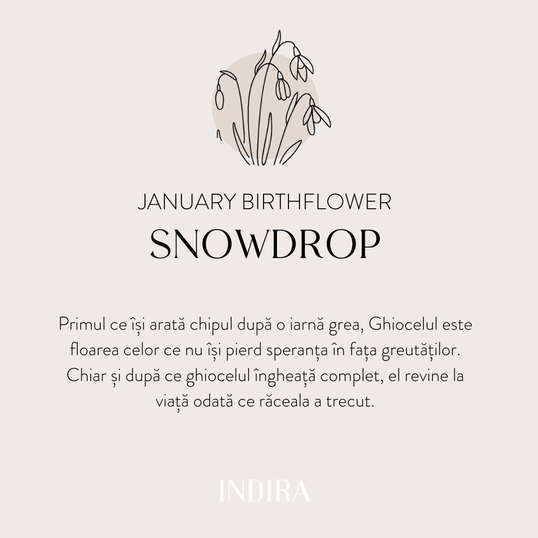 Colier din argint Birth Flower Golden - January Snowdrop