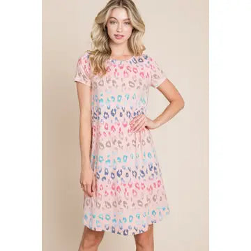 Blush Animal Print Tshirt Dress
