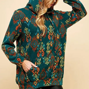 Plus Size Simple Retro Print Soft Hoodie - Athena's Fashion Boutique