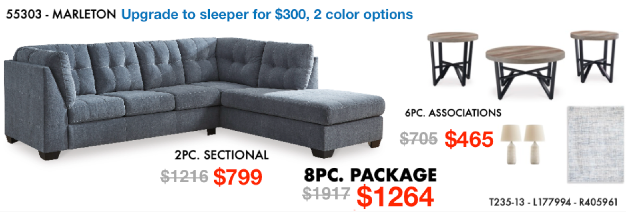 Marleton Sectional Collection Tax Time Sale