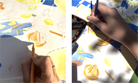 Peinture à la main de notre illustration "La tarte su citron"