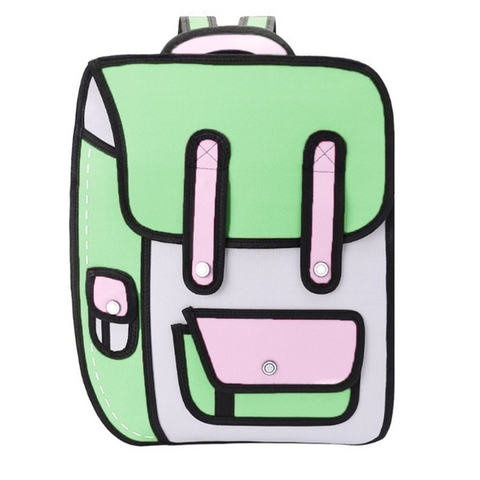 Anime-Inspired 3D Cheerful Backpack Green