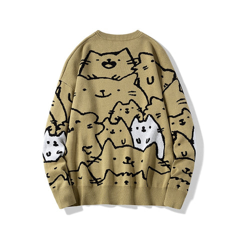 Apricot Harajuku Cat Retro Sweater