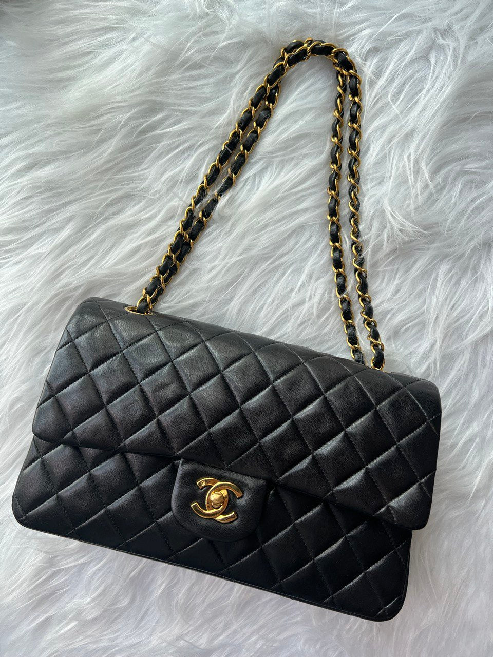 Chanel Classic Vintage Black Quilted Lambskin Medium Double Flap Bag   Luxury Reborn