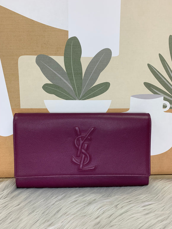 ysl maroon clutch