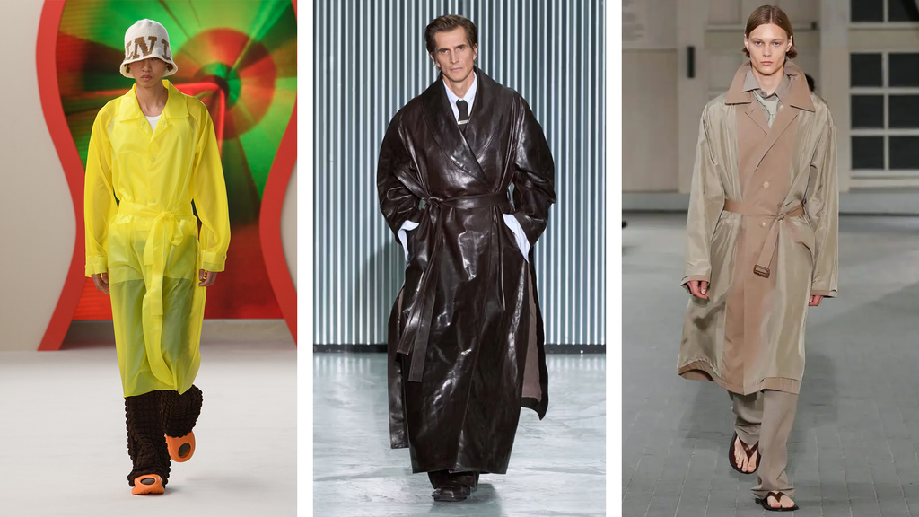 Images of trench coats from Li Ning, Auralee, and Louis Gabriel Nouchi (PFW 2024)