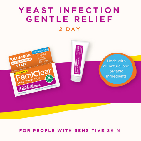 yeast infection gentle relief product from FemiClear for burning yeast infection symptoms