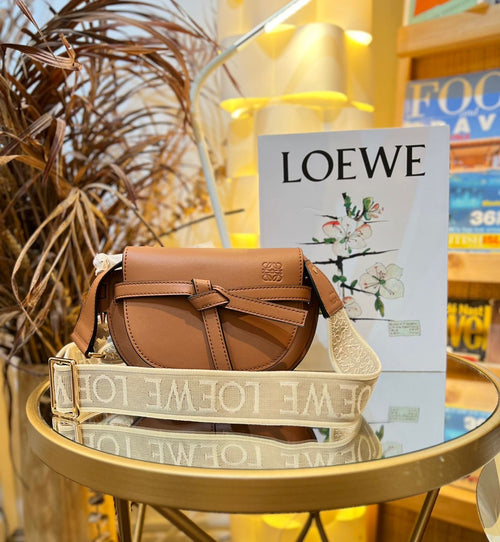 Loewe shoulder bag pochette anagram suede with metal hardware camel used  Japan