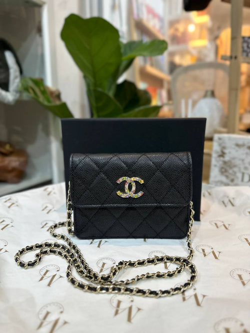 Chanel Phone Holder & Airpods Case with Chain Blue Caviar Gold Hardwar –  Coco Approved Studio