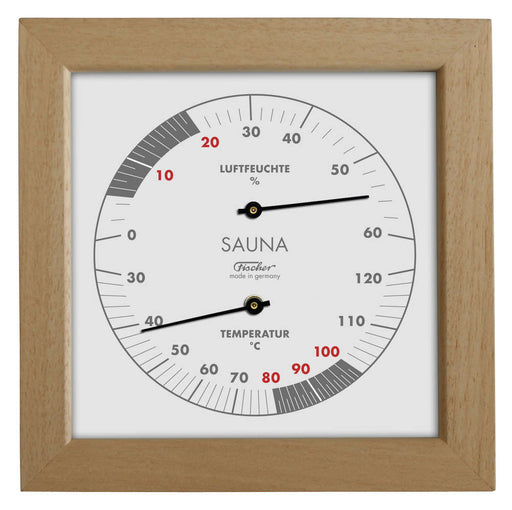 Sauna Thermometer + Hygrometer, 155 mm, Set: 196T-03F + 196H-03EN (English,  °F) - Made in Germany