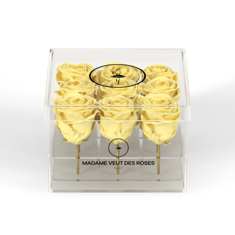 Box cristal roses jaunes