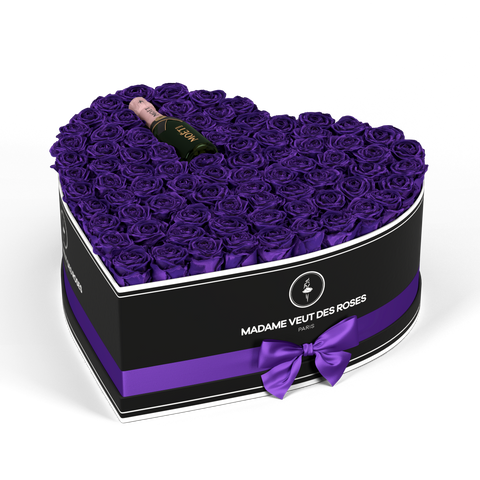 caja rosa violetas champagne