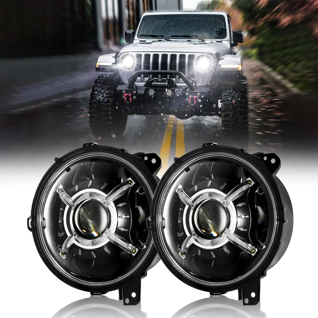 9 Inch LED Headlights replacement for Jeep Wrangler JL JLU 2018-2022, –  Nicoko