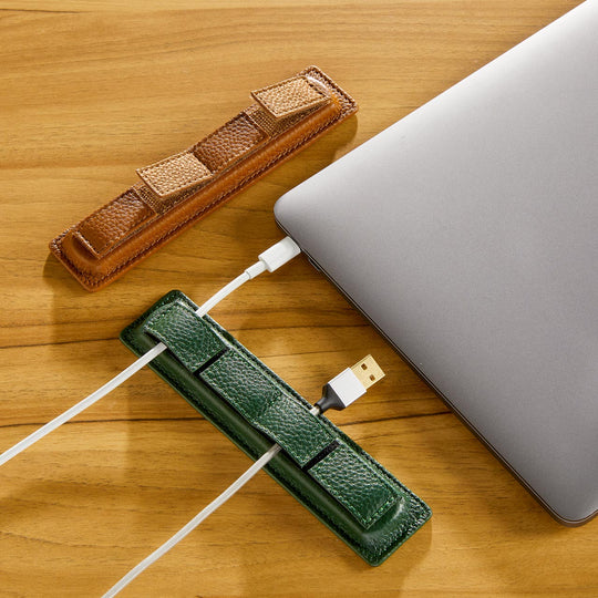 Leather Cable Organizer - Essential Travel Gadget, Tech Gift