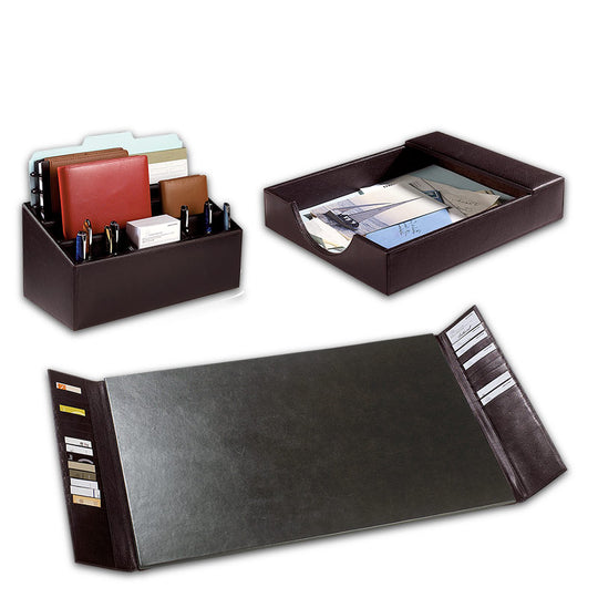 Luxury Black / Gold Color Business Office Desk Leather Mat Set Organizer  Accessories (Office Supplies, Office Desktop