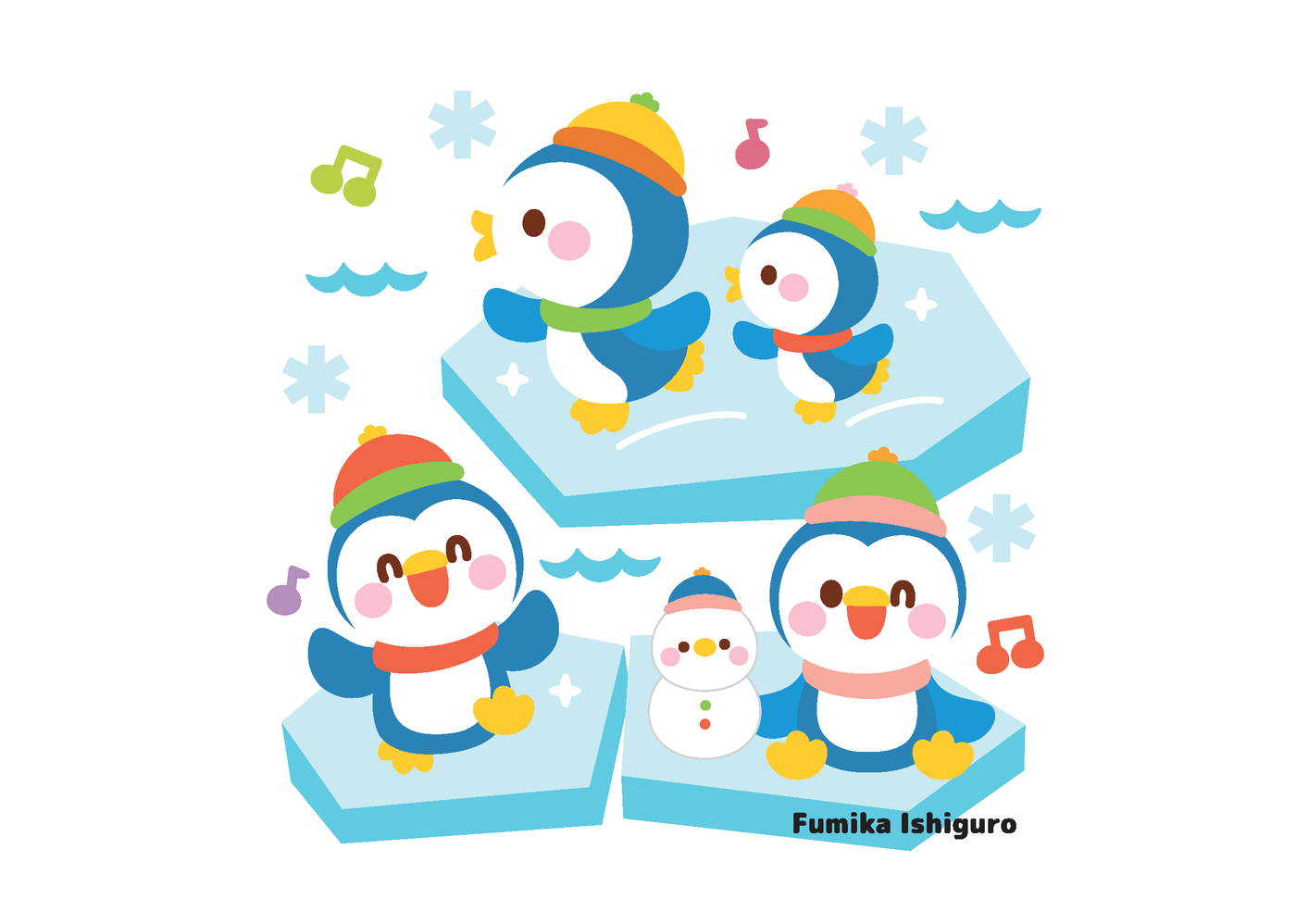 イシグロフミカデザイン 壁面飾り 冬 ペンギン 氷 雪だるま １月 ２月 Freiheit Die Welt