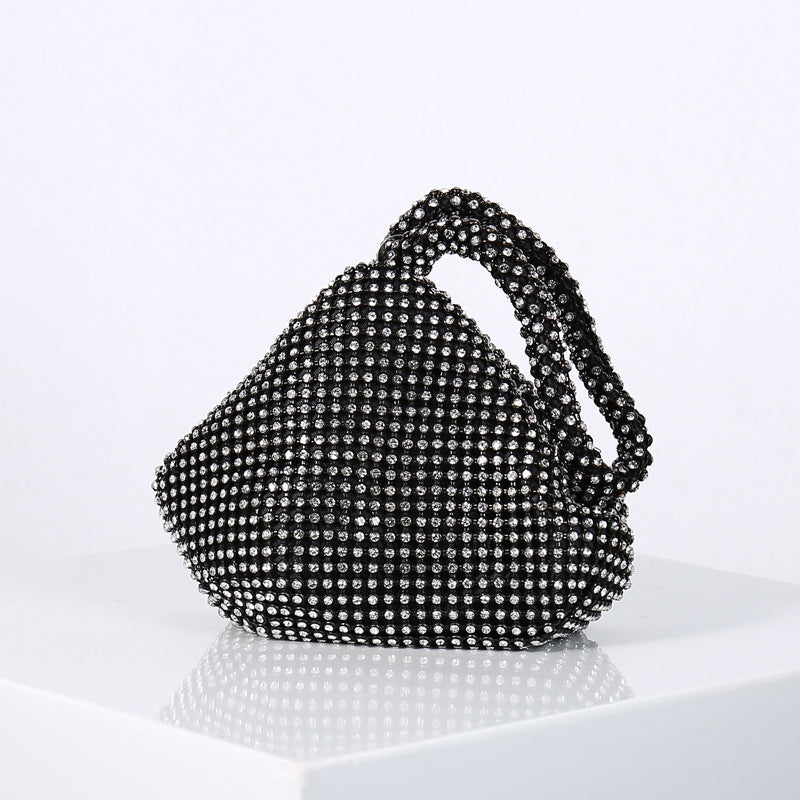 Modische und vielseitige Kristall Abendtasche Damen Handtasche, Schwarz