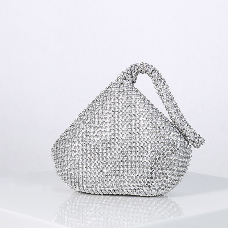 Modische und vielseitige Kristall Abendtasche Damen Handtasche, Silber