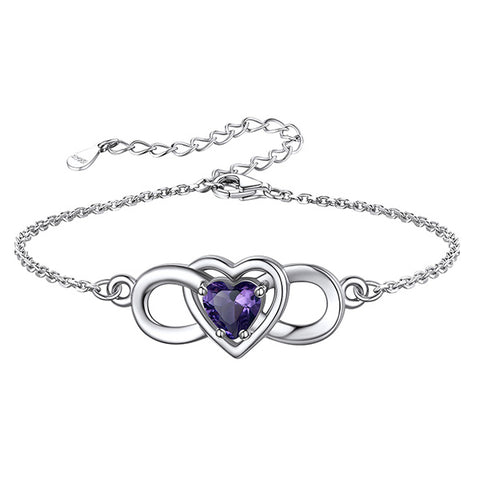 Amethyst Infinity Heart Bracelet