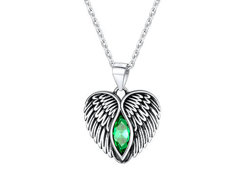 Birthstone Angel Wing Necklace