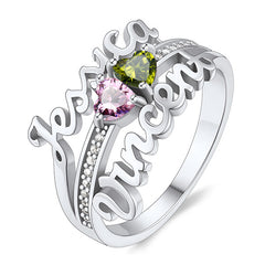 Custom Name Birthstone Ring